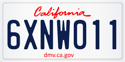 CA license plate 6XNW011
