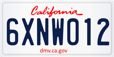 CA license plate 6XNW012