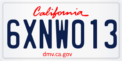 CA license plate 6XNW013