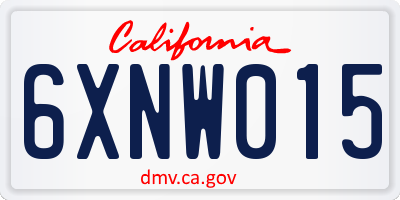 CA license plate 6XNW015