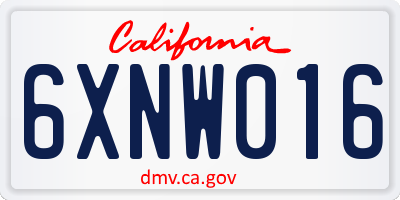 CA license plate 6XNW016