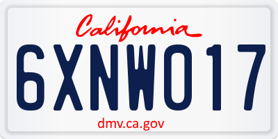 CA license plate 6XNW017