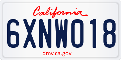 CA license plate 6XNW018