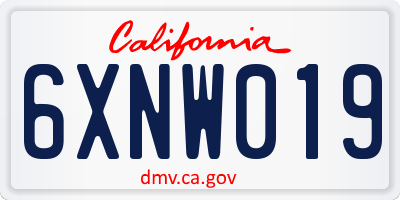 CA license plate 6XNW019