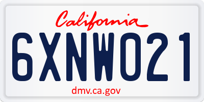 CA license plate 6XNW021