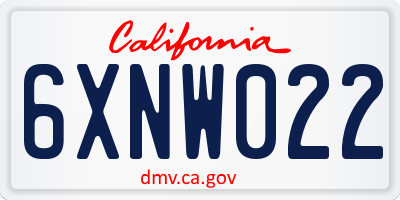 CA license plate 6XNW022