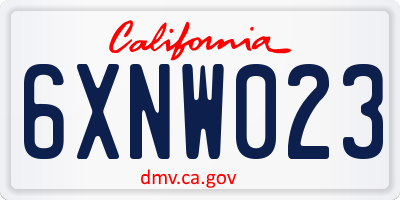 CA license plate 6XNW023