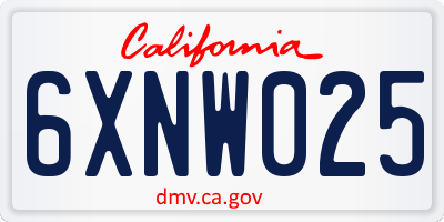 CA license plate 6XNW025