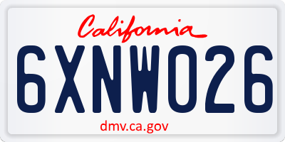 CA license plate 6XNW026