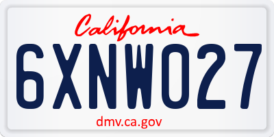 CA license plate 6XNW027