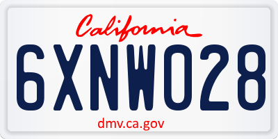 CA license plate 6XNW028