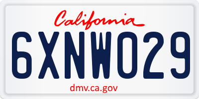 CA license plate 6XNW029