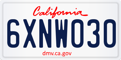 CA license plate 6XNW030
