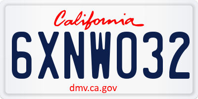 CA license plate 6XNW032