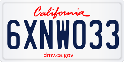 CA license plate 6XNW033