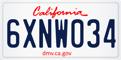 CA license plate 6XNW034