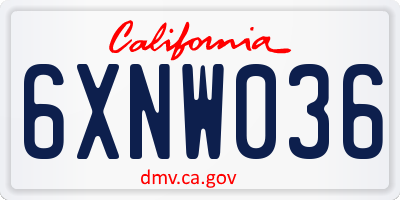 CA license plate 6XNW036