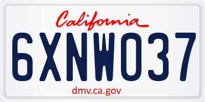 CA license plate 6XNW037
