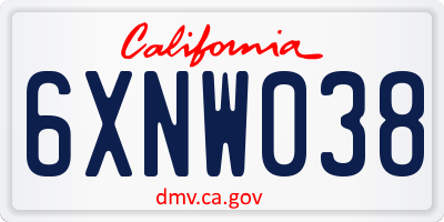 CA license plate 6XNW038
