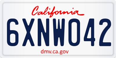 CA license plate 6XNW042