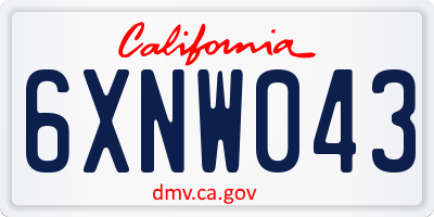 CA license plate 6XNW043