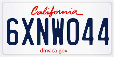 CA license plate 6XNW044