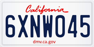CA license plate 6XNW045