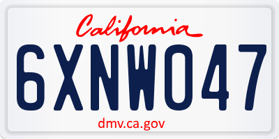 CA license plate 6XNW047