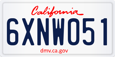 CA license plate 6XNW051
