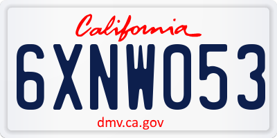 CA license plate 6XNW053