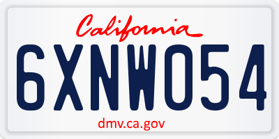 CA license plate 6XNW054