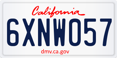 CA license plate 6XNW057