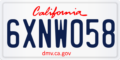 CA license plate 6XNW058