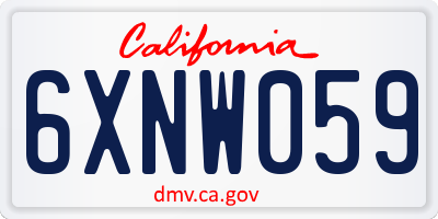CA license plate 6XNW059