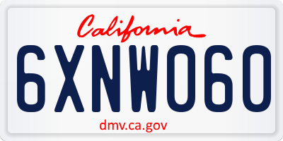 CA license plate 6XNW060