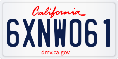 CA license plate 6XNW061