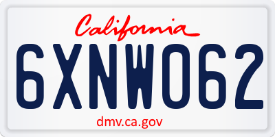 CA license plate 6XNW062