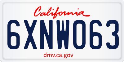 CA license plate 6XNW063