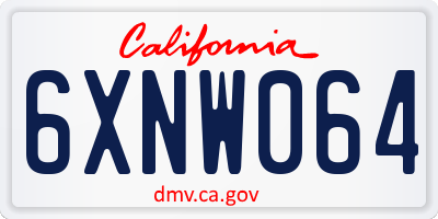 CA license plate 6XNW064