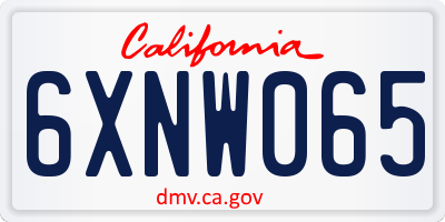 CA license plate 6XNW065