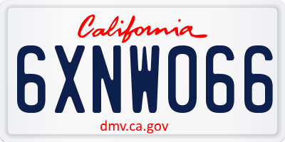CA license plate 6XNW066