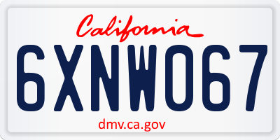 CA license plate 6XNW067