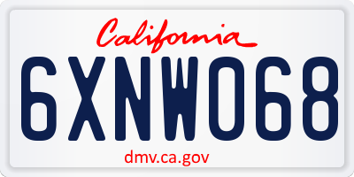 CA license plate 6XNW068