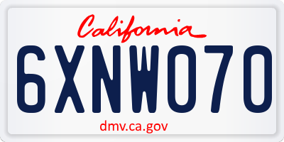 CA license plate 6XNW070