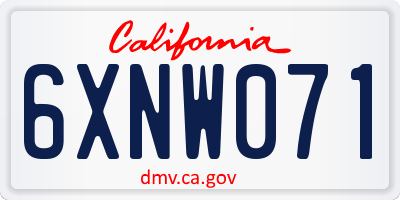 CA license plate 6XNW071