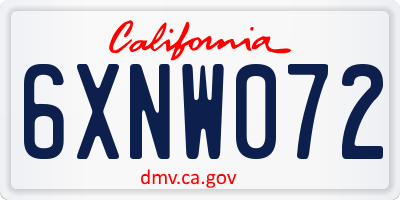 CA license plate 6XNW072