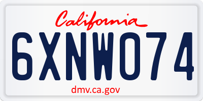 CA license plate 6XNW074