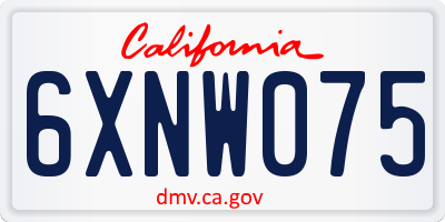 CA license plate 6XNW075