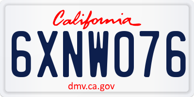 CA license plate 6XNW076