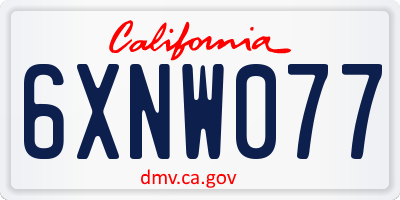 CA license plate 6XNW077